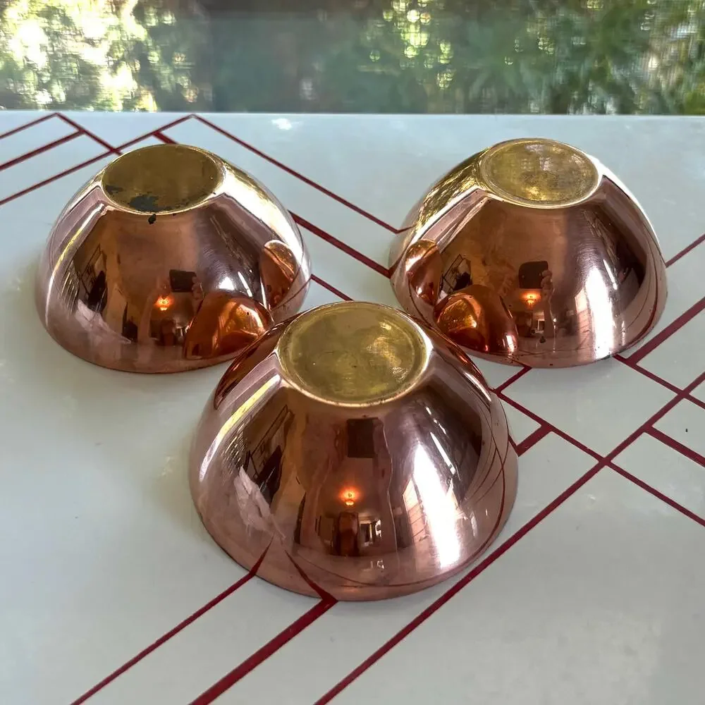 Vintage Enamel on Copper Bowls Set of 3 Scandinavian Modern